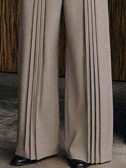 Polished Casual Front-Pleat Design Suit Pants